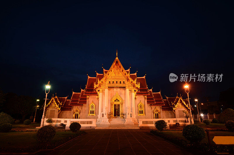 亚洲，大理石寺庙(Wat Benchamabophit)，曼谷，泰国。